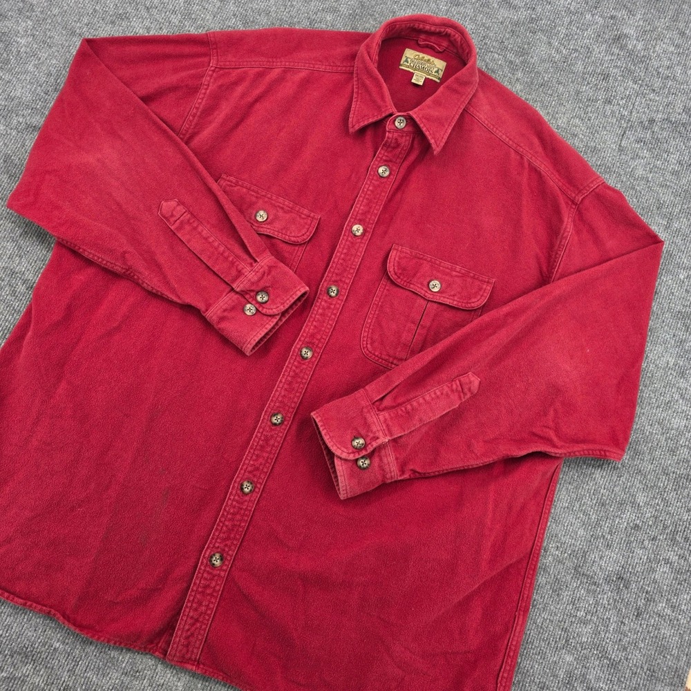 Cabelas Deerskin Soft Chamois Shirt Mens 2XL Tall Red Heavyweight Cotton 905402